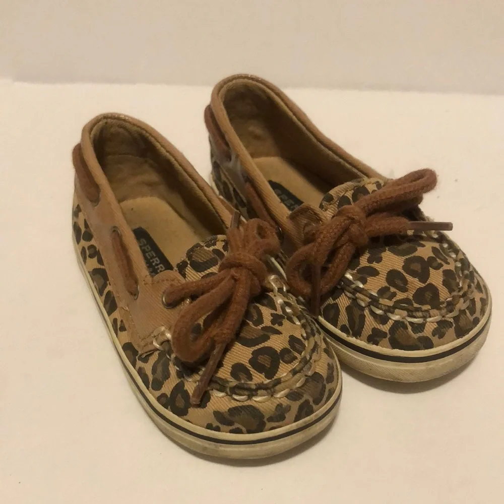Sperry Baby Girls Size 4M Cheetah Print Boat Shoes